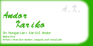 andor kariko business card